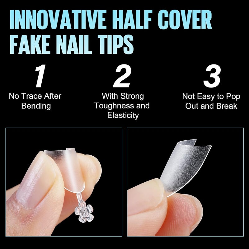 TOMICCA Short Oval Nail Tips 510Pcs Acrylic Fake Nails Full Matte, 12 Sizes No C Curve Nail Tips Half Cover for Salon DIY Nail art - Image 5